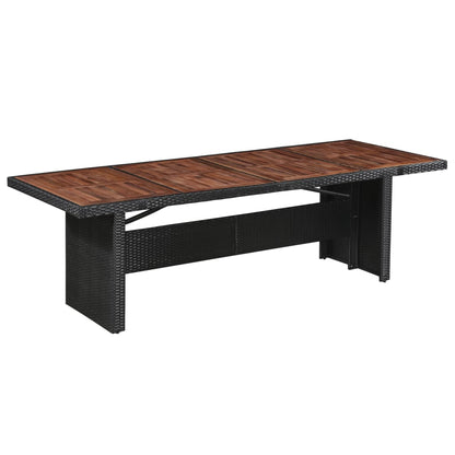Tuintafel 240X90X74 Cm Poly Rattan En Massief Acaciahout Bruin en zwart