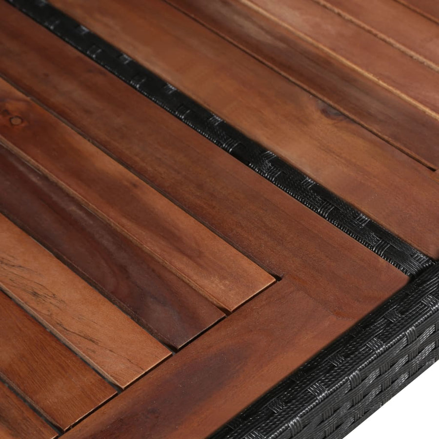 Tuintafel 240X90X74 Cm Poly Rattan En Massief Acaciahout Bruin en zwart