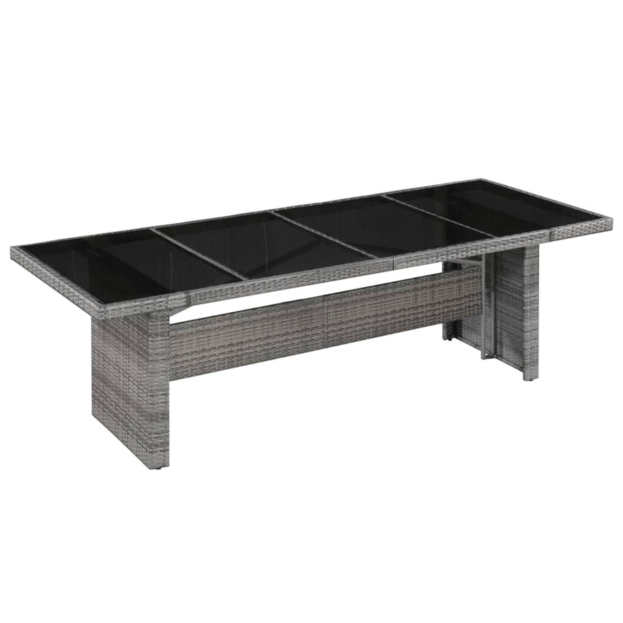 Tuintafel 240X90X74 Cm Poly Rattan En Glas Grijs en zwart