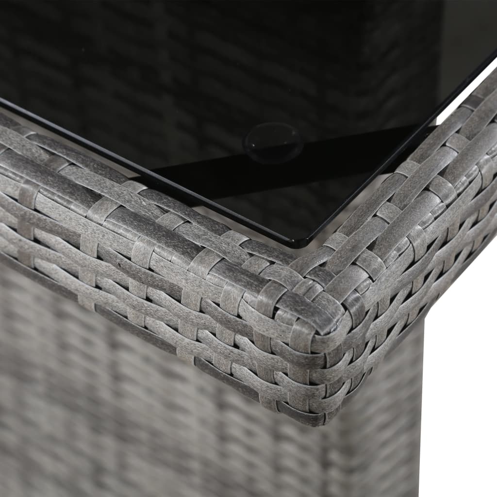 Tuintafel 240X90X74 Cm Poly Rattan En Glas Grijs en zwart