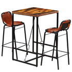 3-piece Bar Set Solid Recycled Wood and Real Goat Leather