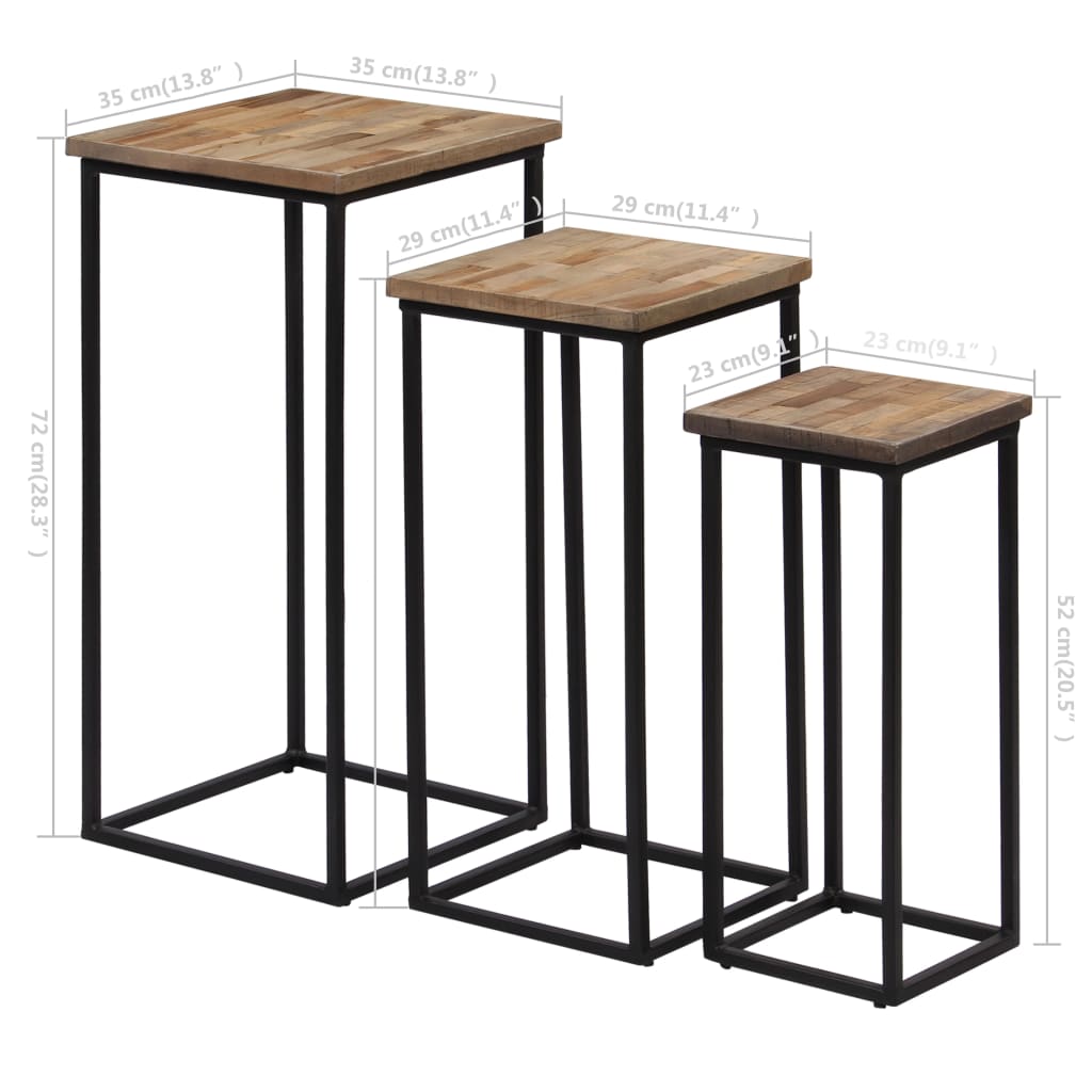 Plantentafelset Gerecycled Teakhout 3-Delig