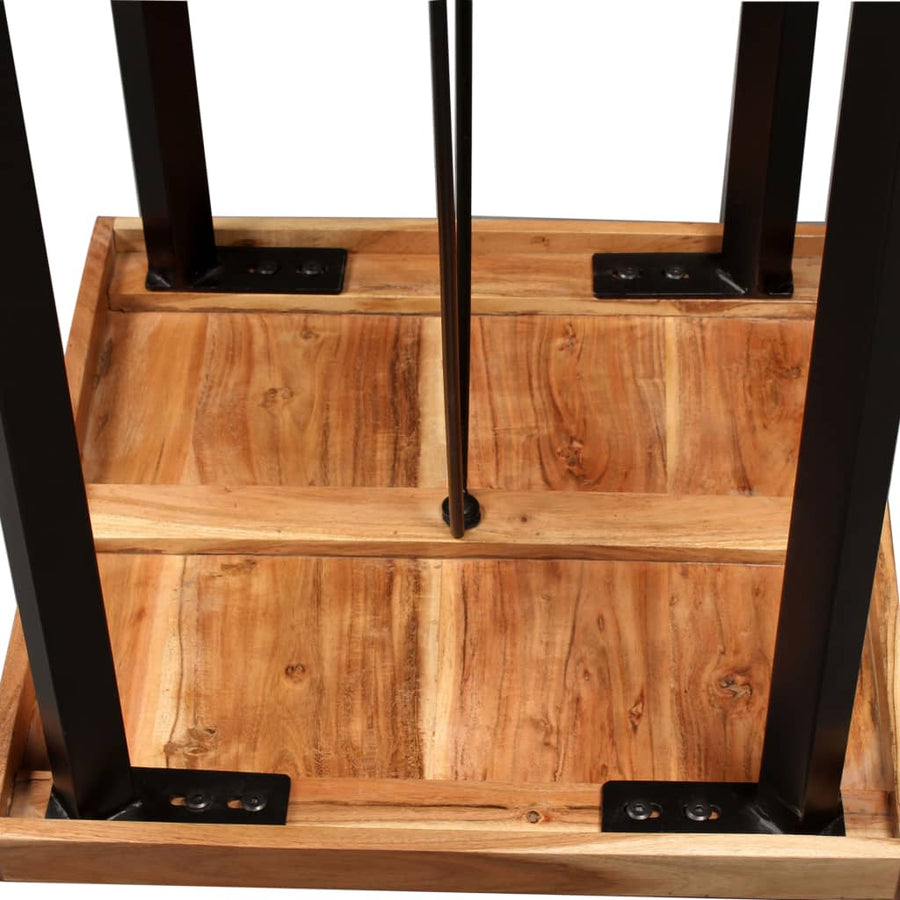 -Delige Barset Massief Acaciahout, Echt Leer En Canvas 3