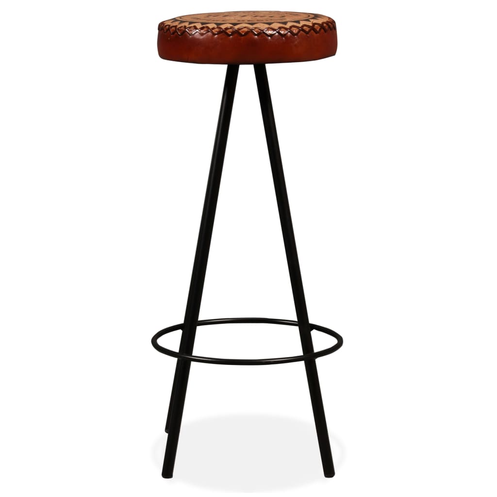 7-delige Barset massief acaciahout, echt leer en canvas