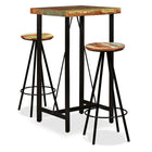 Barset massief gerecycled hout 3-delig 60x60x107 cm