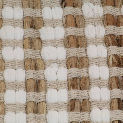 Badmattenset Handgeweven Jute En Stof Naturel En Wit