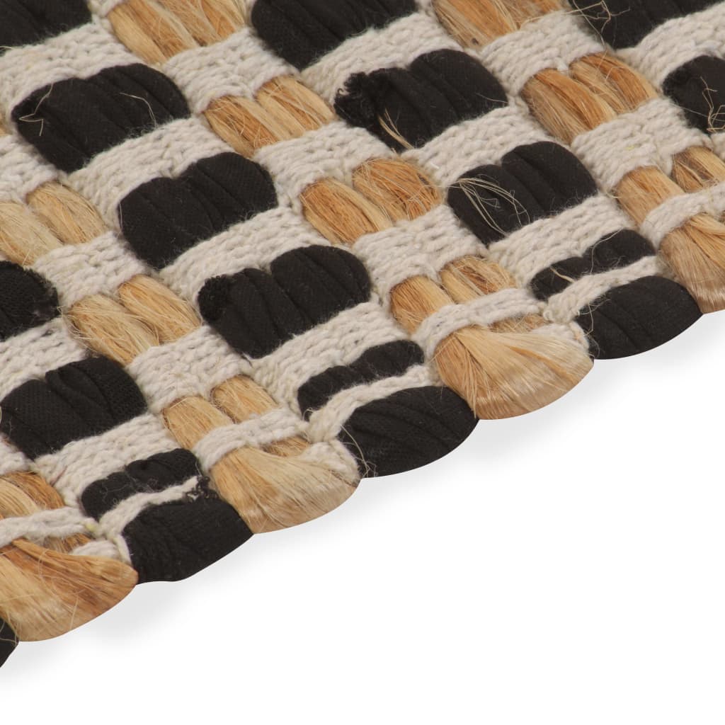 Badmattenset Handgeweven Jute En Stof Naturel En Zwart