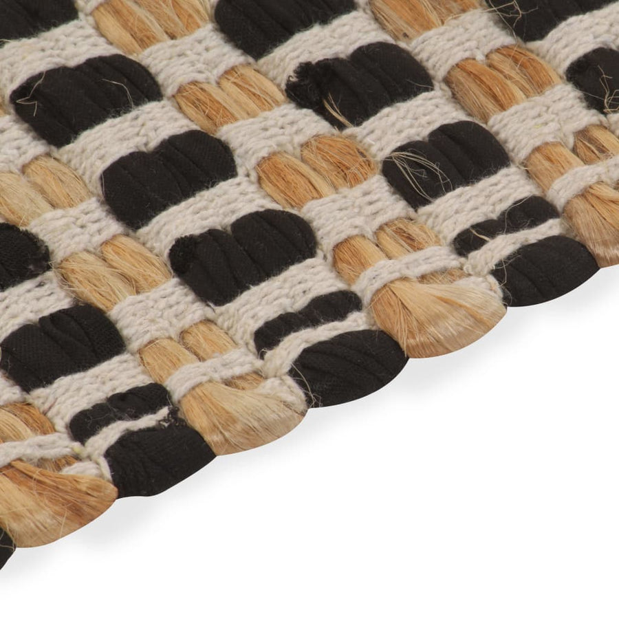 Badmattenset Handgeweven Jute En Stof Naturel En Zwart