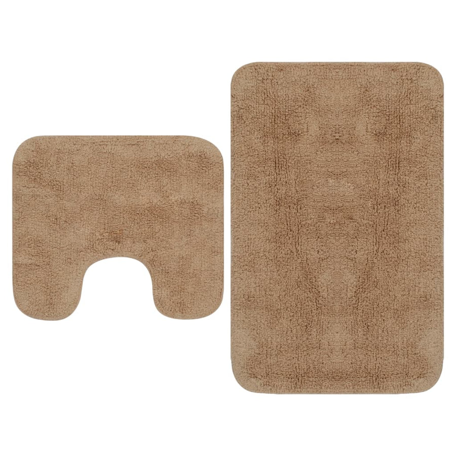 Badmattenset Stof 2-Delig Beige
