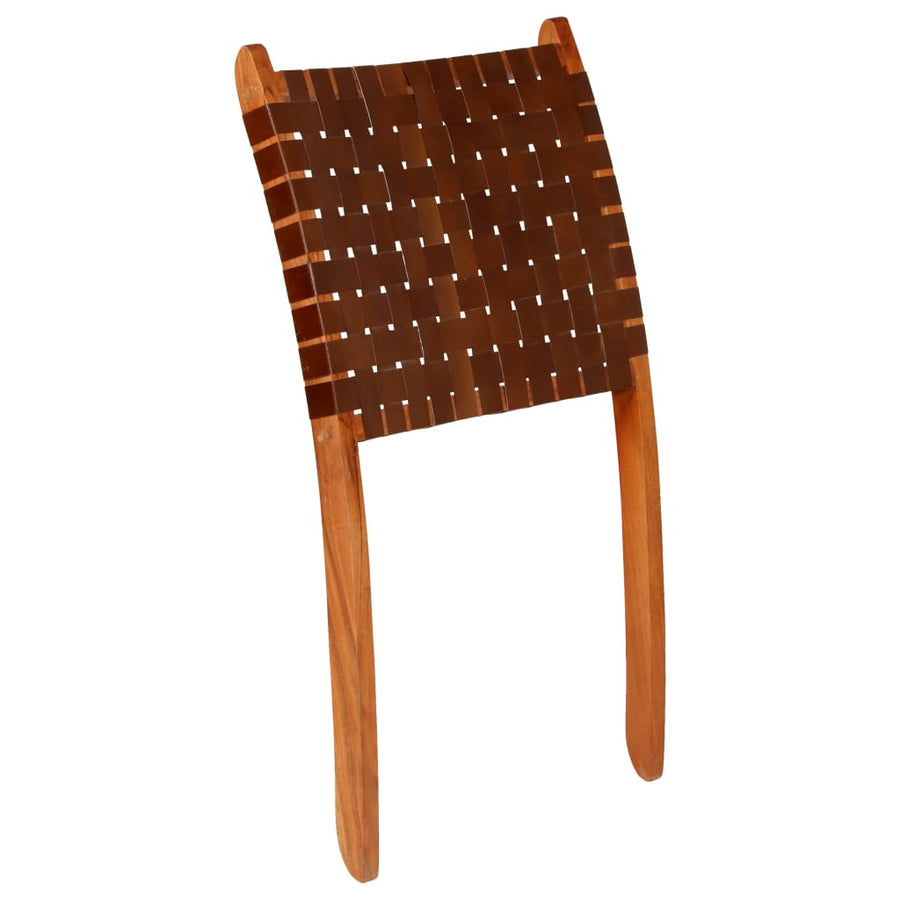Klapstoel Gekruiste Strepen Echt Leer 59 x 72 x 79 cm Bruin