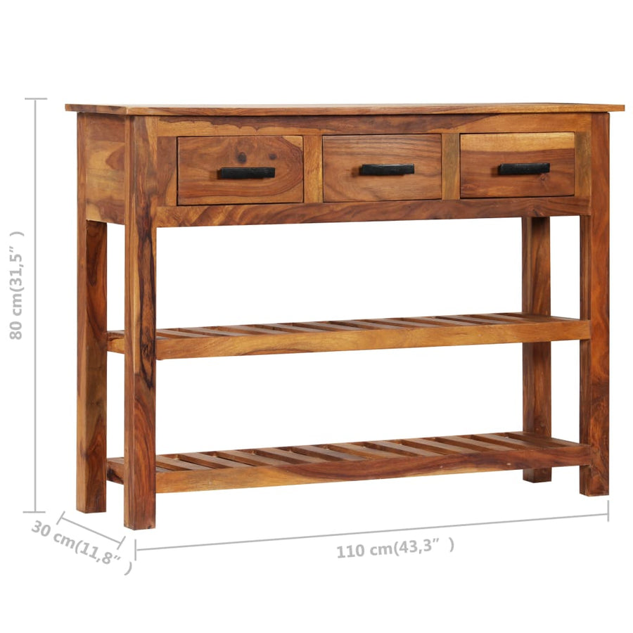 Dressoir met 3 lades 110x30x80 cm massief sheeshamhout
