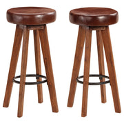 Barstoelen 2 st massief acaciahout leer