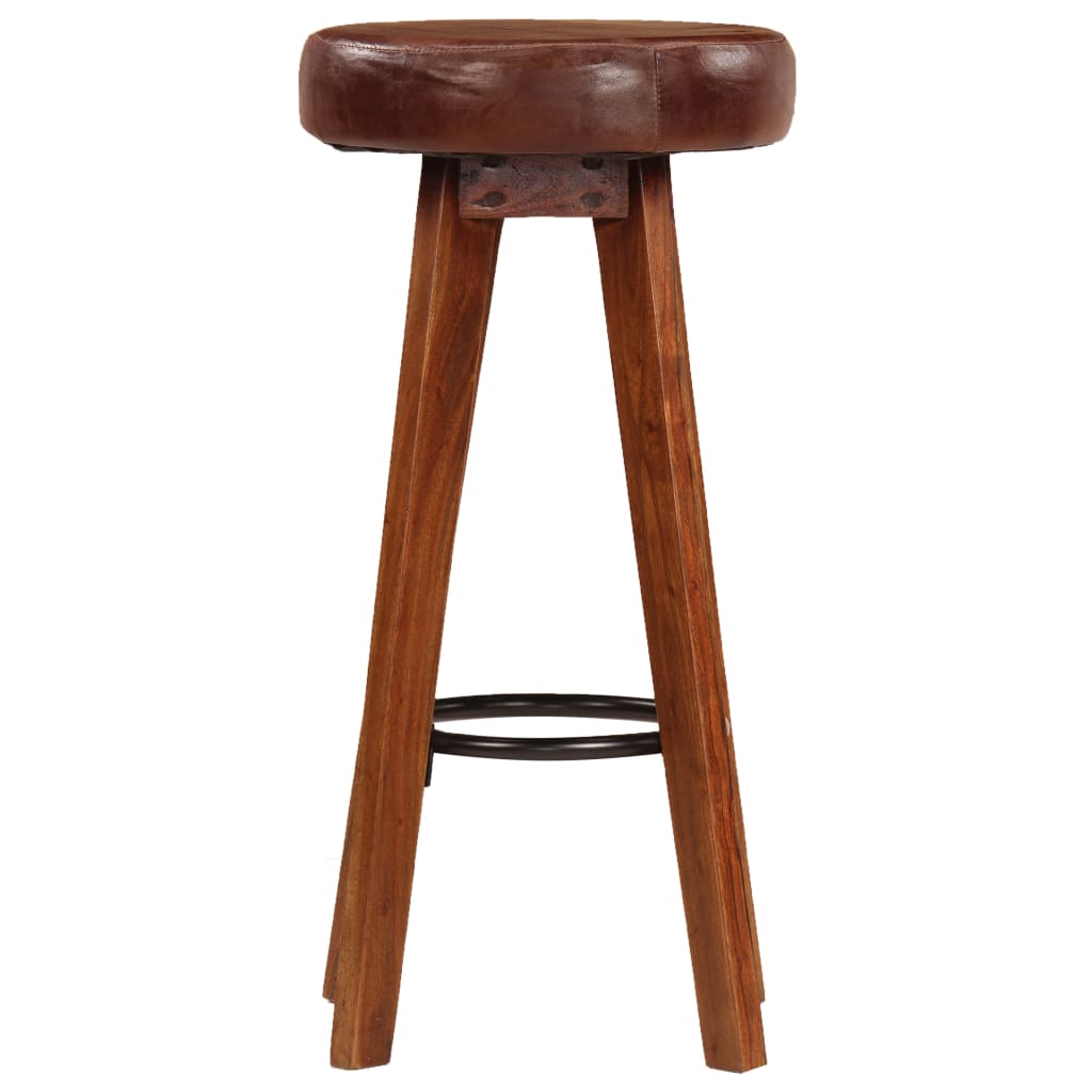 Barstoelen 2 St Echt Leer En Massief Acaciahout