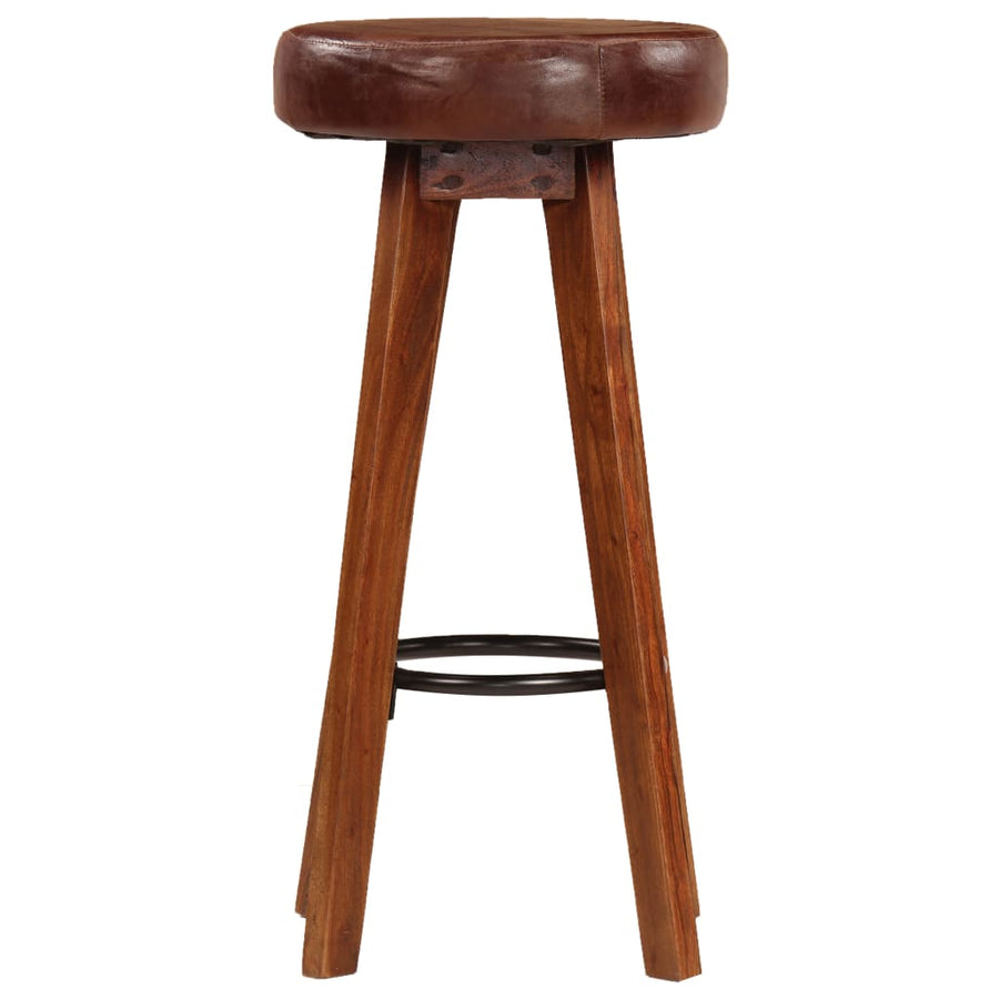 Barstoelen 2 St Echt Leer En Massief Acaciahout