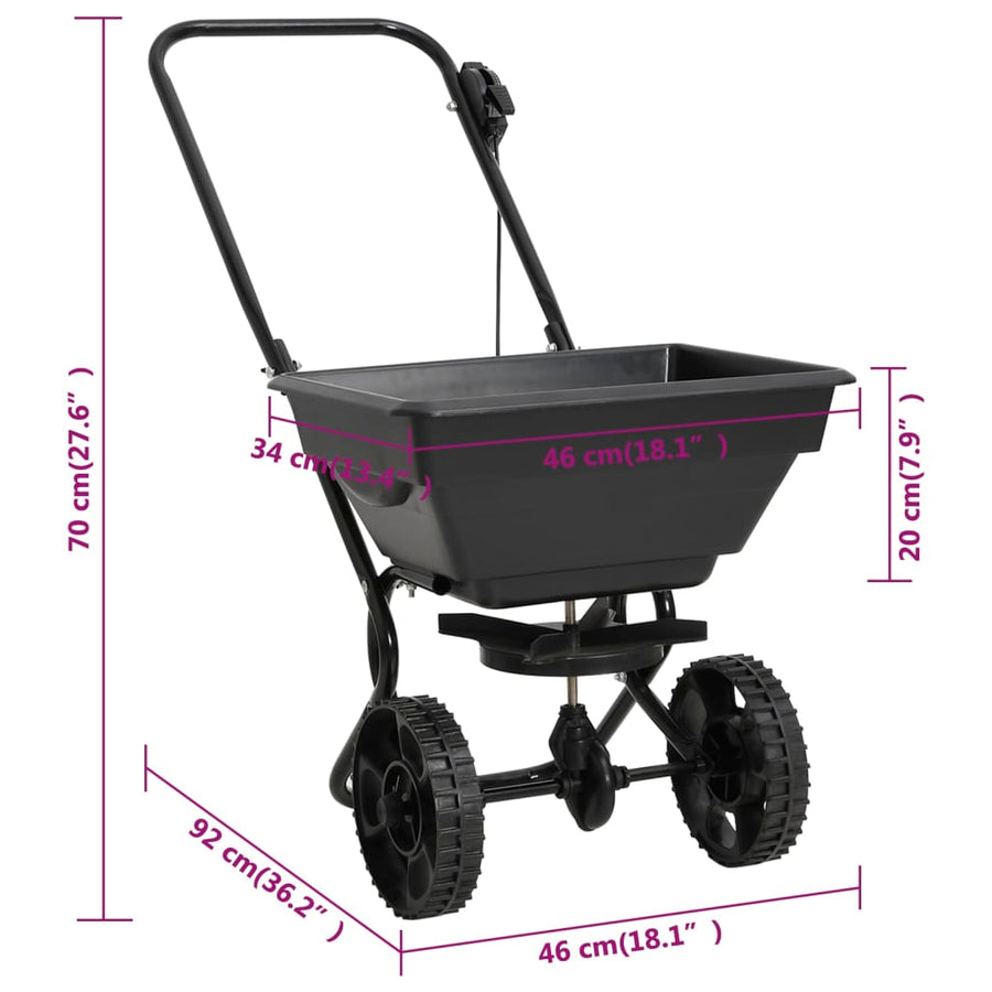 Strooiwagen Duwmodel 15 L 92X46X70 Cm Pvc En Staal
