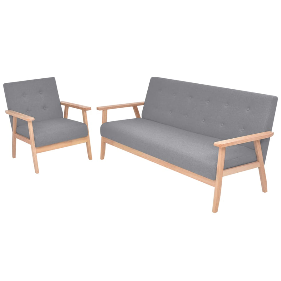Bankstel Stof 2-Delig Lichtgrijs Fauteuil + driezitsbank