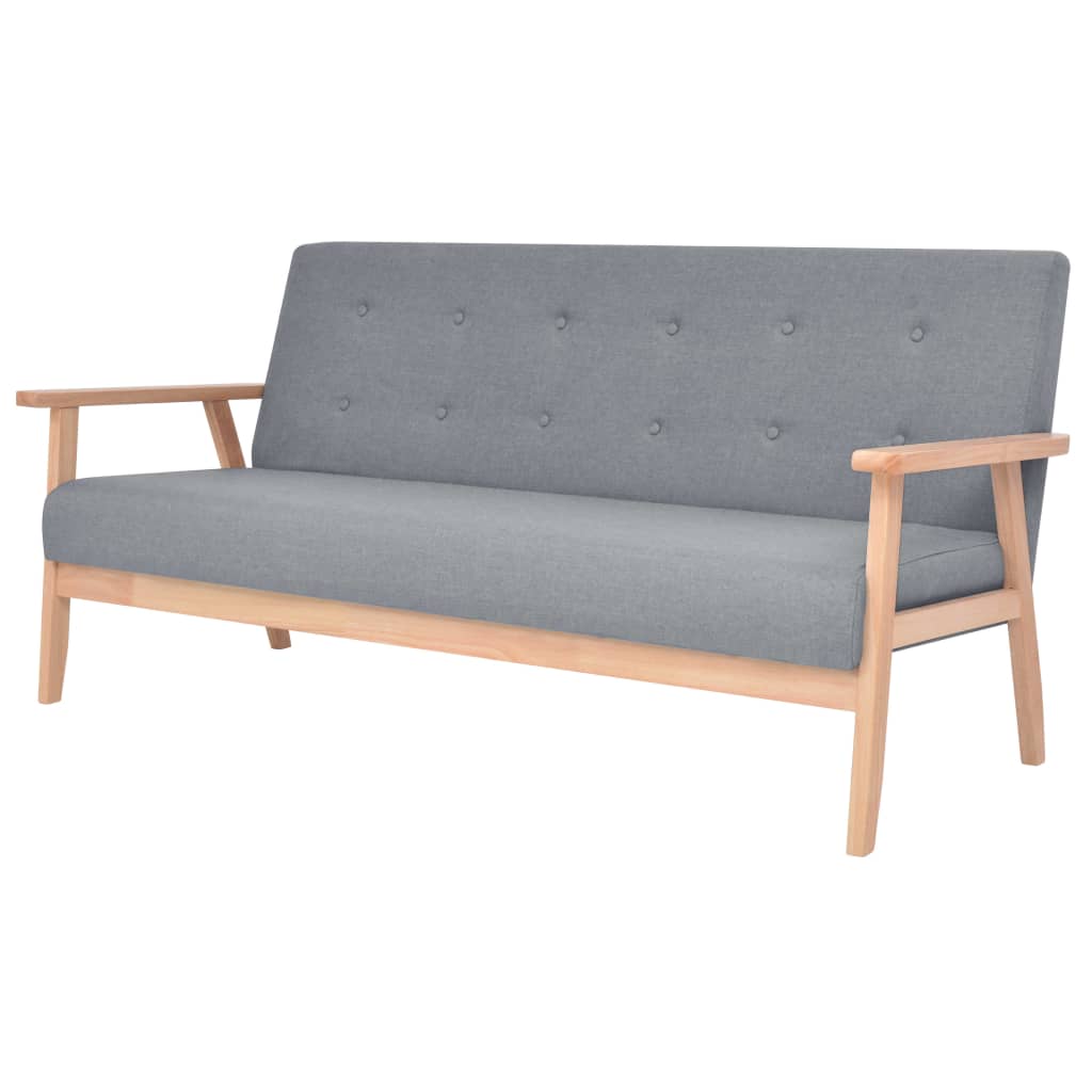 Bankstel Stof 2-Delig Lichtgrijs Fauteuil + driezitsbank