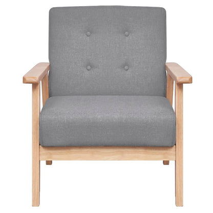 Bankstel Stof 2-Delig Lichtgrijs Fauteuil + driezitsbank
