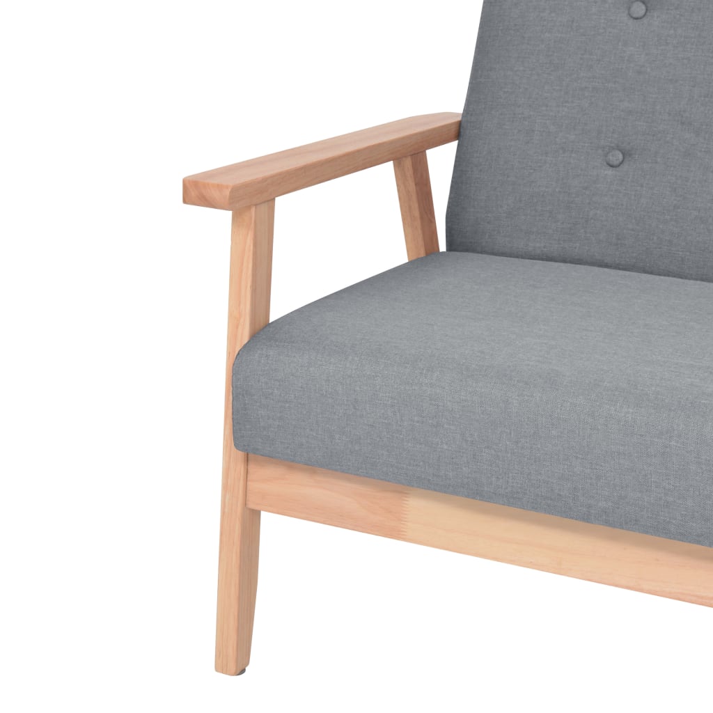 Bankstel Stof 2-Delig Lichtgrijs Fauteuil + driezitsbank