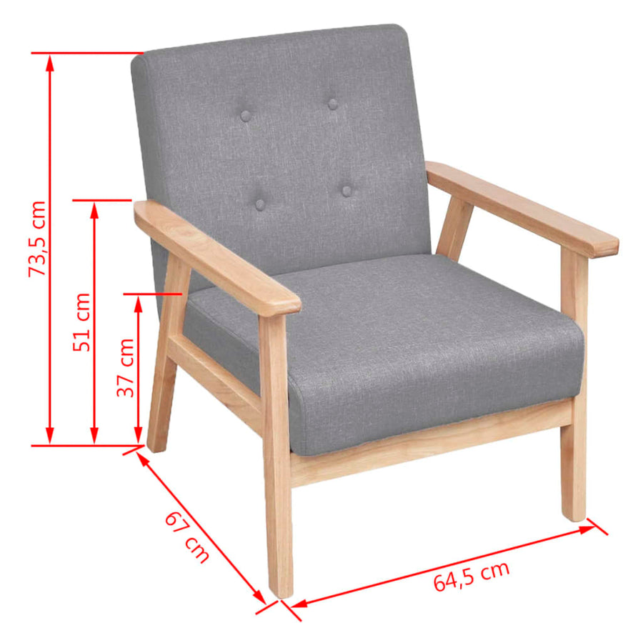 Bankstel Stof 2-Delig Lichtgrijs Fauteuil + driezitsbank