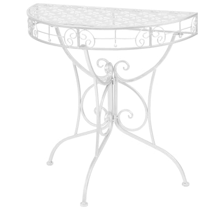 Bijzettafel Vintage Stijl Half Rond 72X36X74 Cm Metaal Zilver