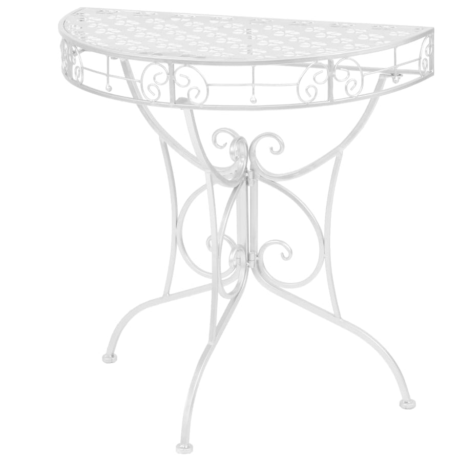 Bijzettafel Vintage Stijl Half Rond 72X36X74 Cm Metaal Zilver