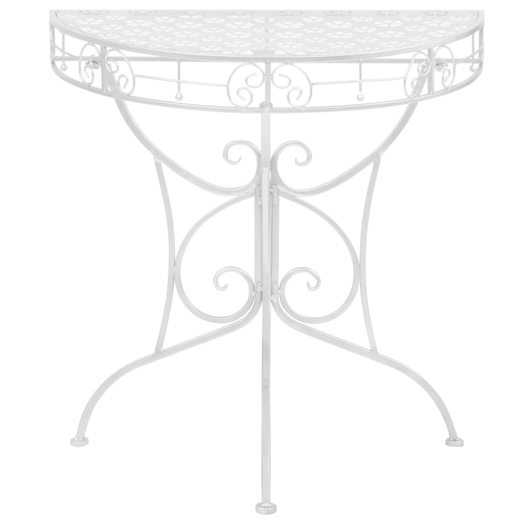 Bijzettafel Vintage Stijl Half Rond 72X36X74 Cm Metaal Zilver