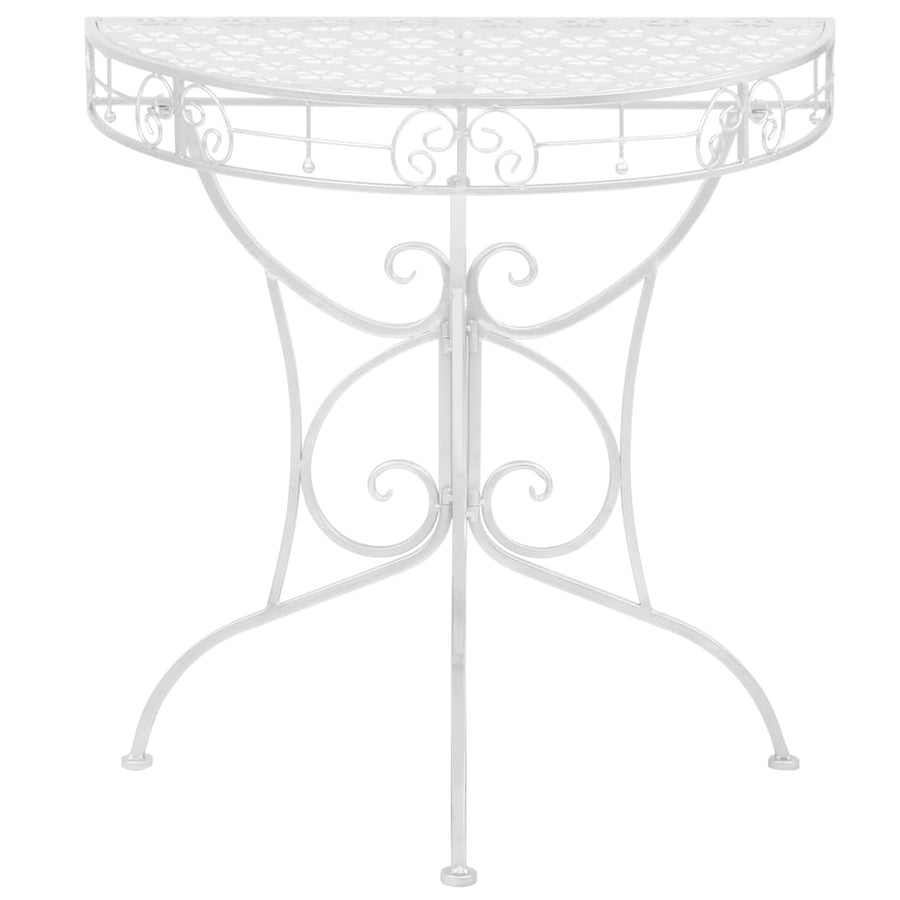 Bijzettafel Vintage Stijl Half Rond 72X36X74 Cm Metaal Zilver