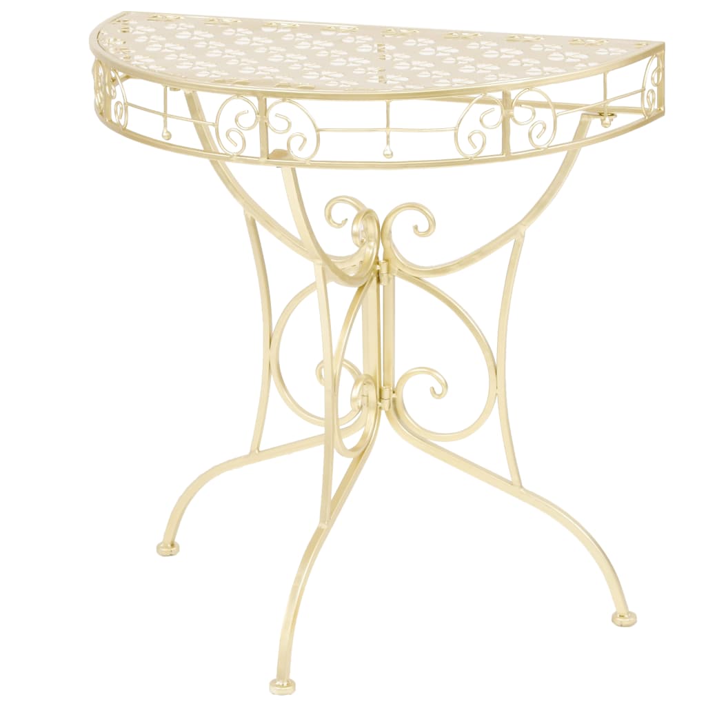 Bijzettafel Vintage Stijl Half Rond 72X36X74 Cm Metaal Goud