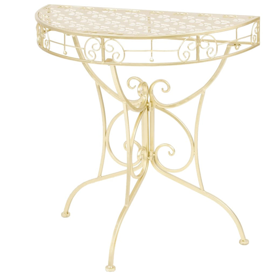 Bijzettafel Vintage Stijl Half Rond 72X36X74 Cm Metaal Goud