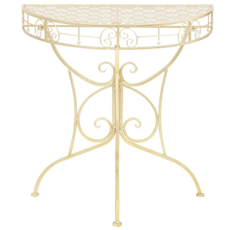 Bijzettafel Vintage Stijl Half Rond 72X36X74 Cm Metaal Goud