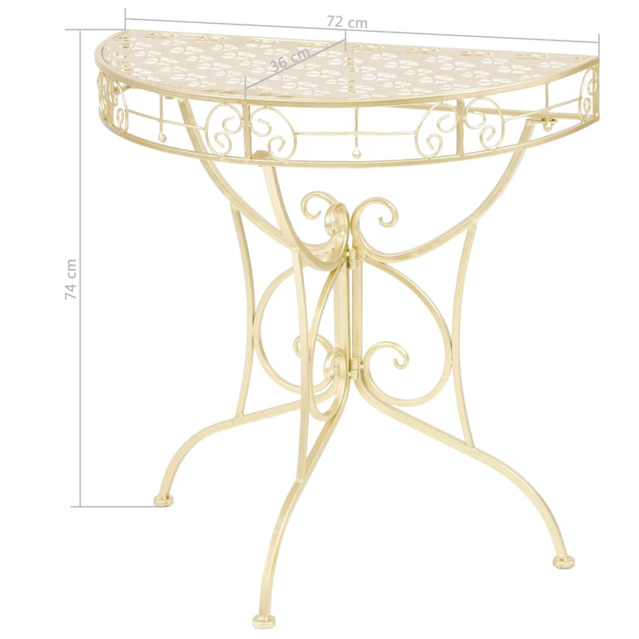 Bijzettafel Vintage Stijl Half Rond 72X36X74 Cm Metaal Goud