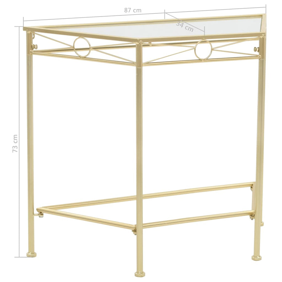 Bijzettafel In Vintage Stijl 87X34X73 Cm Metaal Goud
