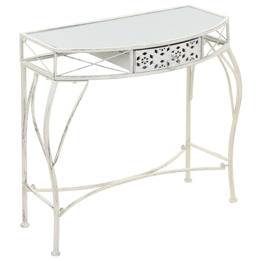 Bijzettafel Franse Stijl 82X39X76 Cm Metaal Wit