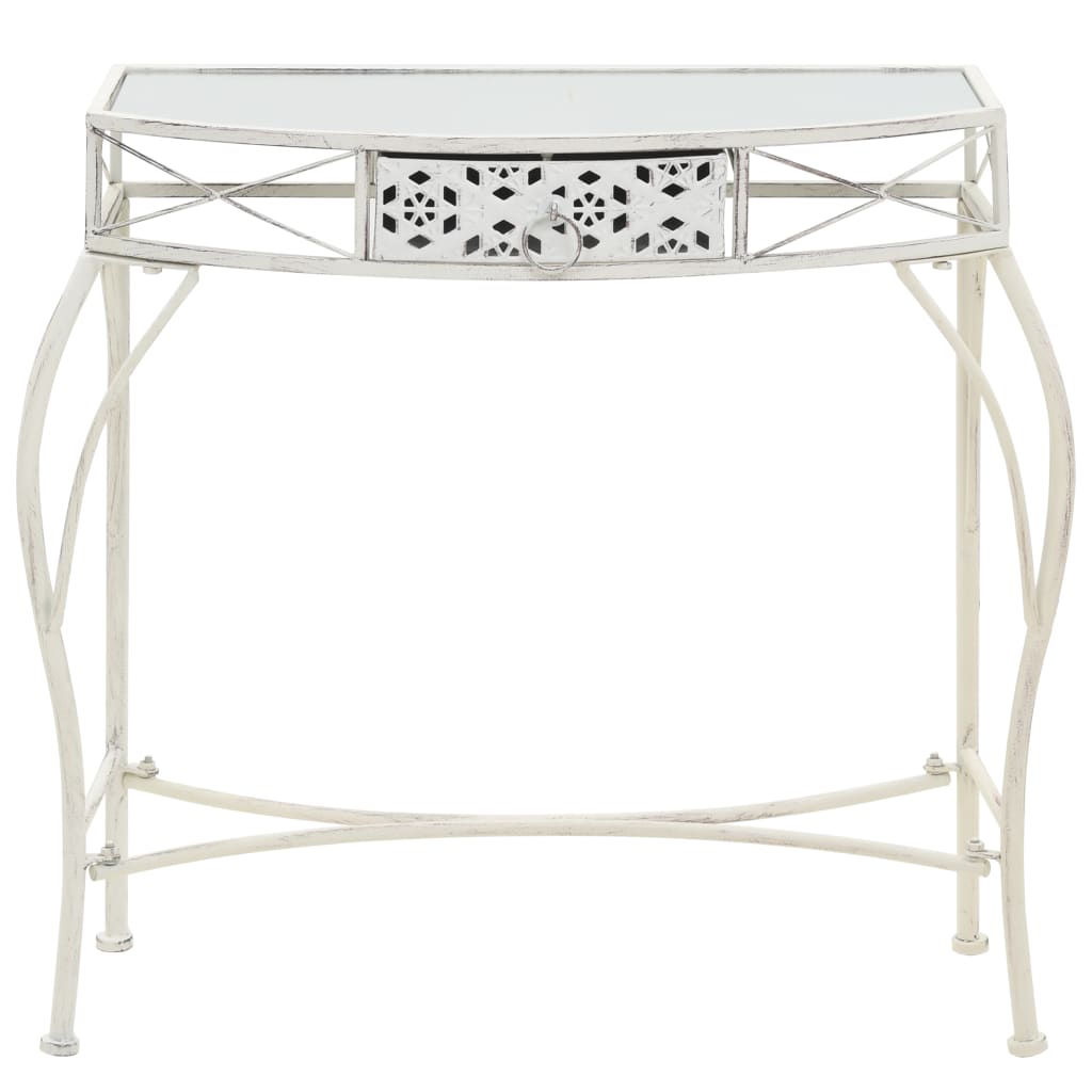 Bijzettafel Franse Stijl 82X39X76 Cm Metaal Wit