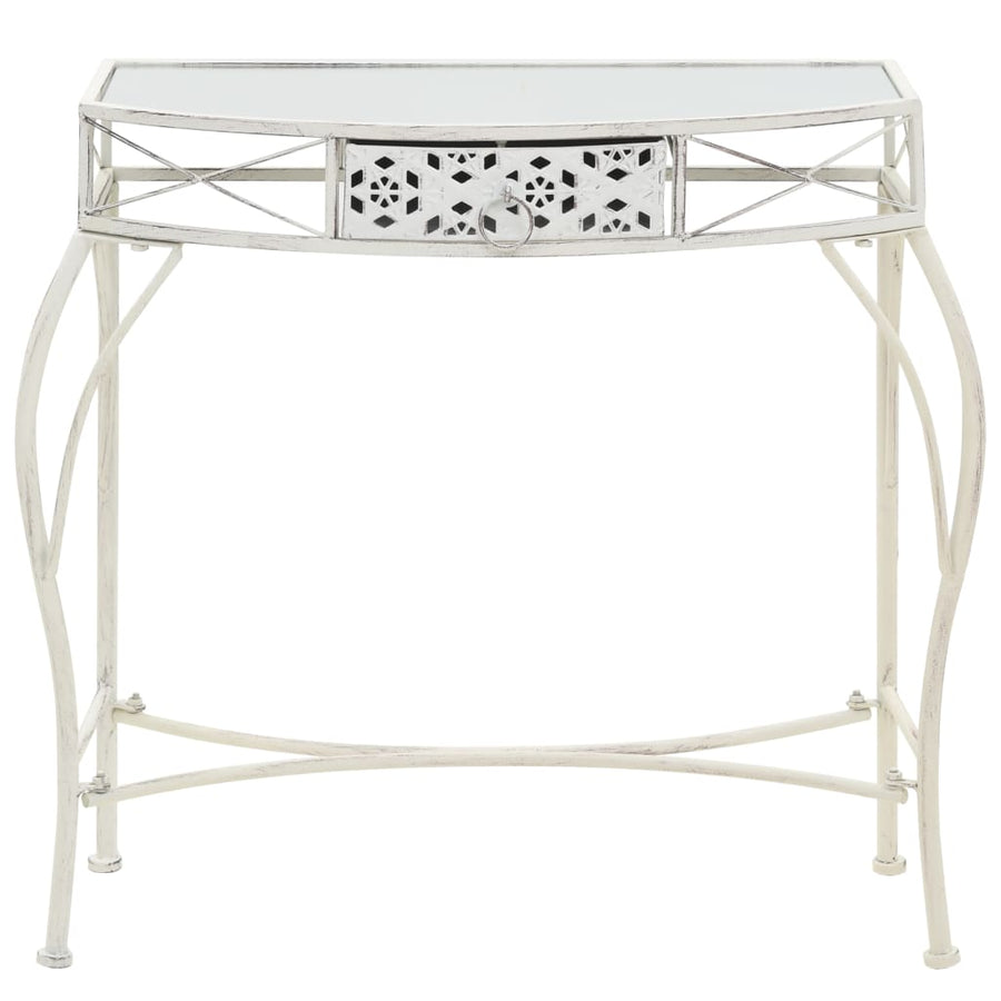 Bijzettafel Franse Stijl 82X39X76 Cm Metaal Wit