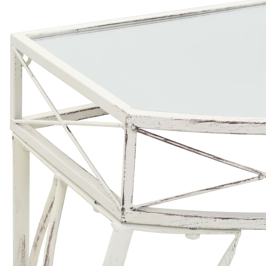 Bijzettafel Franse Stijl 82X39X76 Cm Metaal Wit