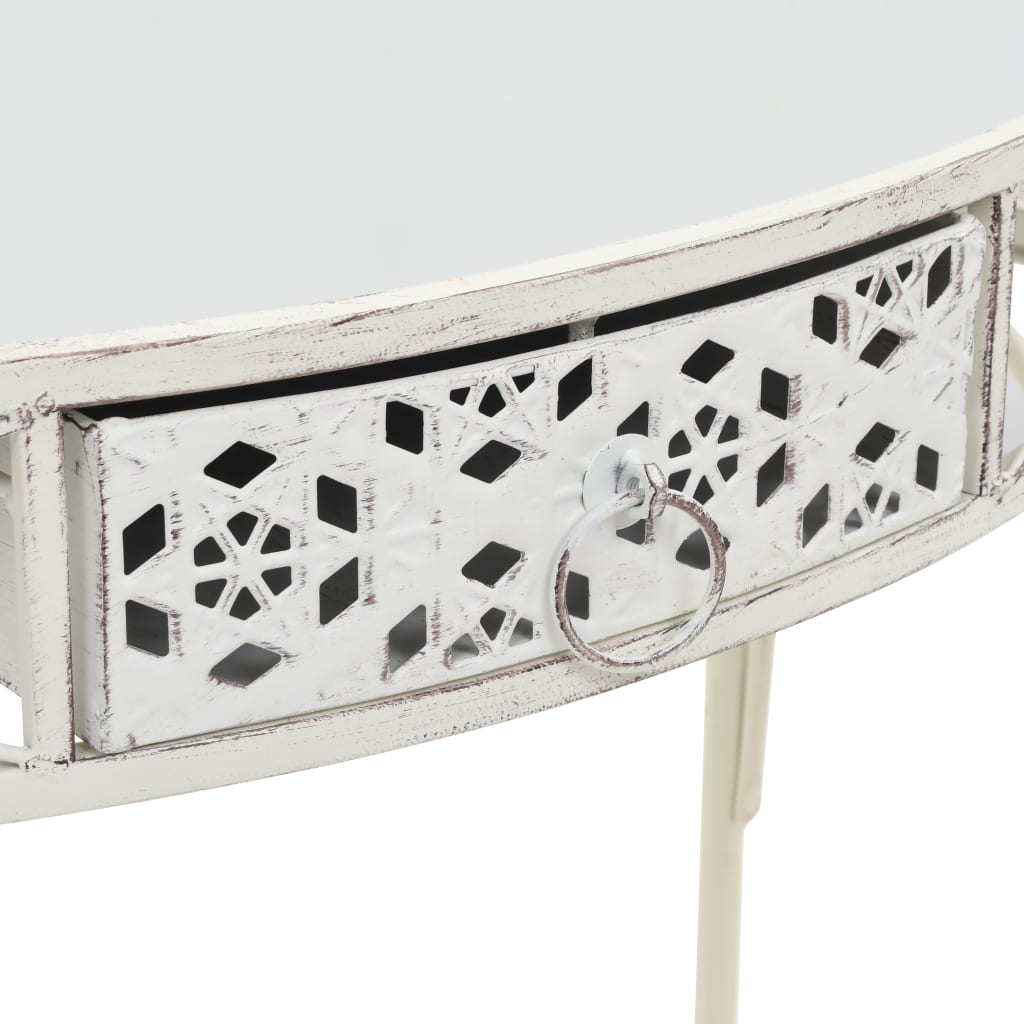 Bijzettafel Franse Stijl 82X39X76 Cm Metaal Wit