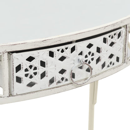 Bijzettafel Franse Stijl 82X39X76 Cm Metaal Wit