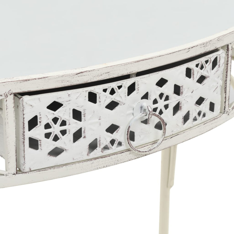 Bijzettafel Franse Stijl 82X39X76 Cm Metaal Wit
