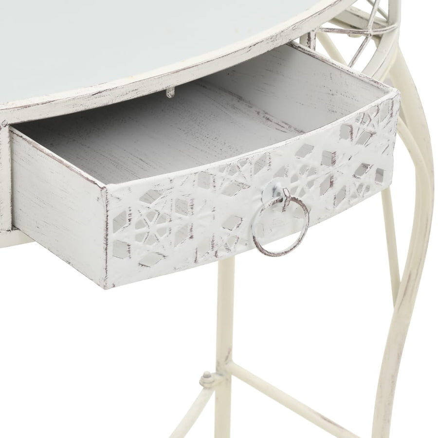 Bijzettafel Franse Stijl 82X39X76 Cm Metaal Wit