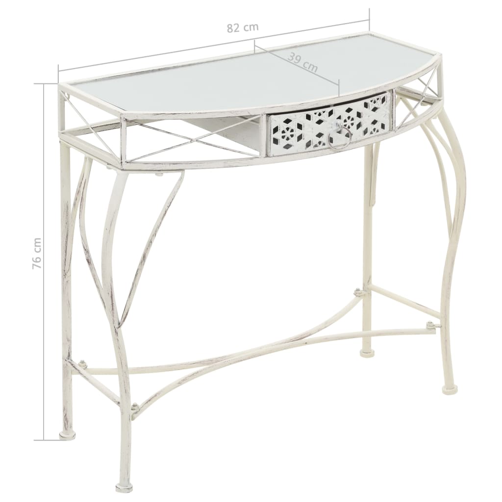 Bijzettafel Franse Stijl 82X39X76 Cm Metaal Wit