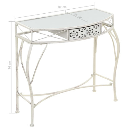 Bijzettafel Franse Stijl 82X39X76 Cm Metaal Wit