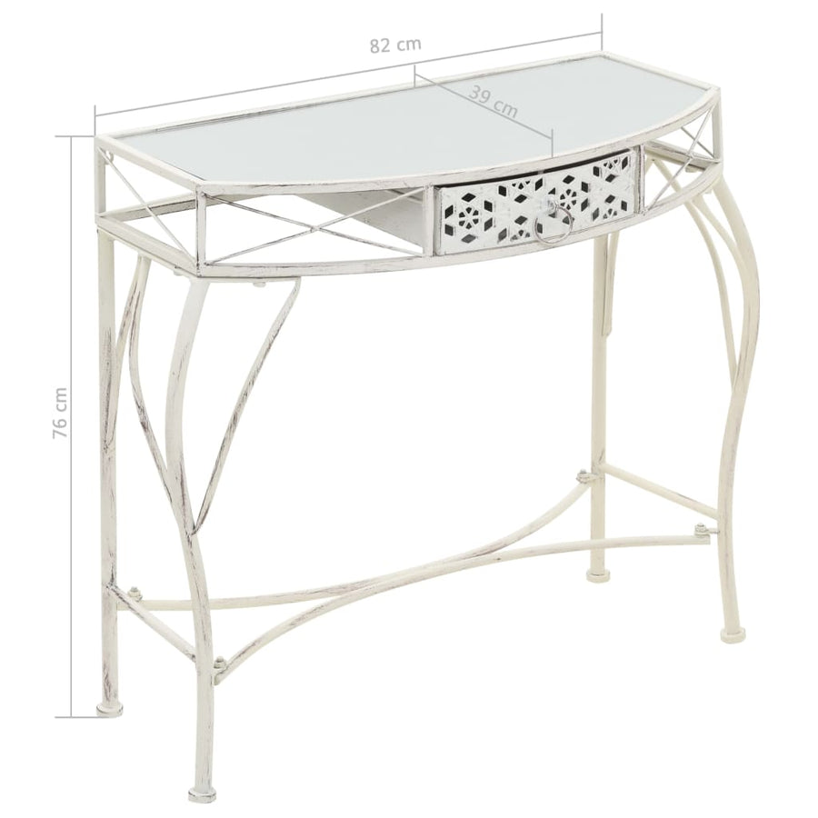 Bijzettafel Franse Stijl 82X39X76 Cm Metaal Wit
