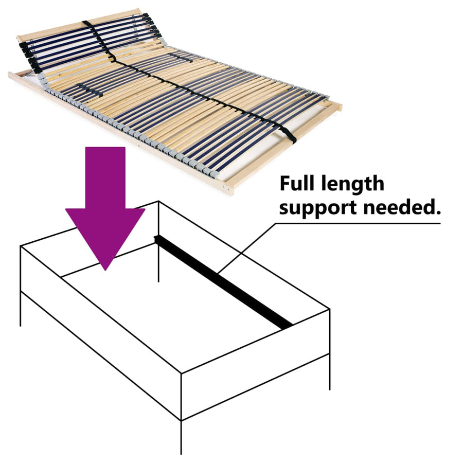 Lattenbodem Met 42 Latten 7 Zones 100 x 200 cm Verstelbaar hoofdeinde (handmatig)