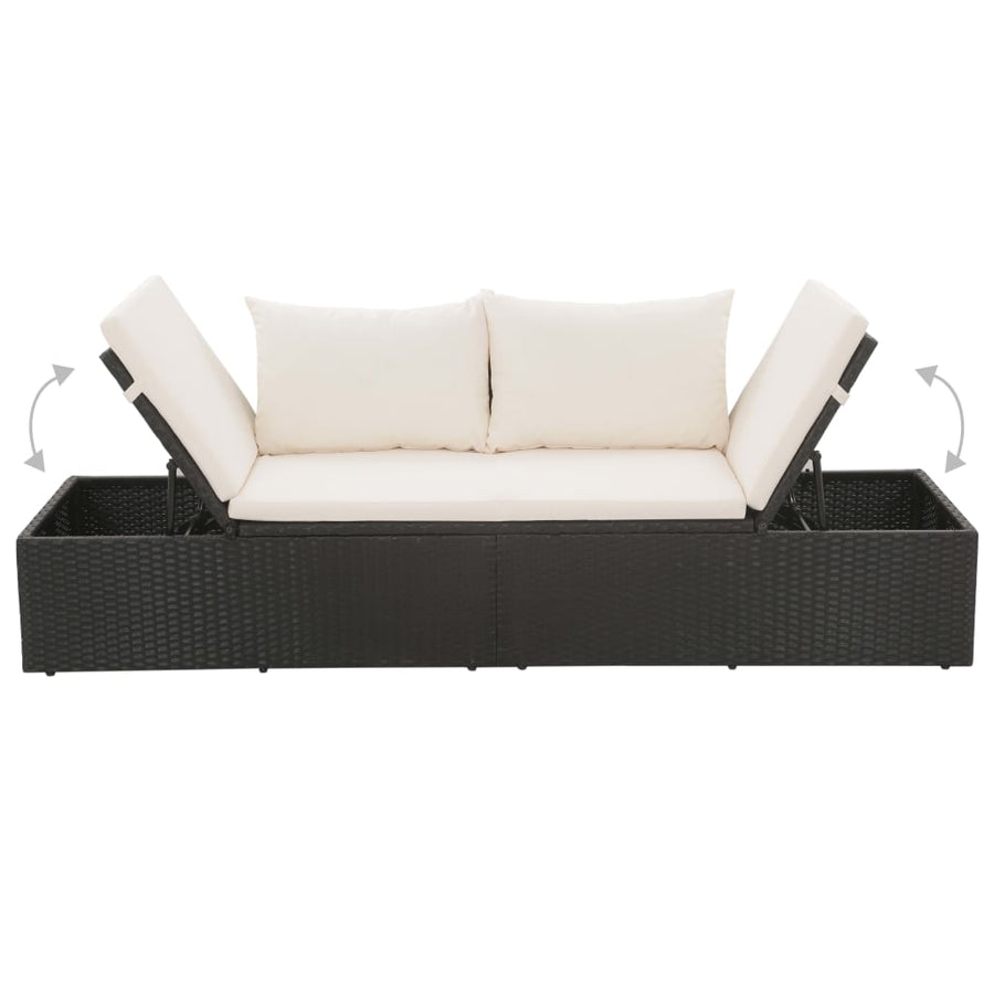 Tuinbed 195X60 Cm Poly Rattan Zwart