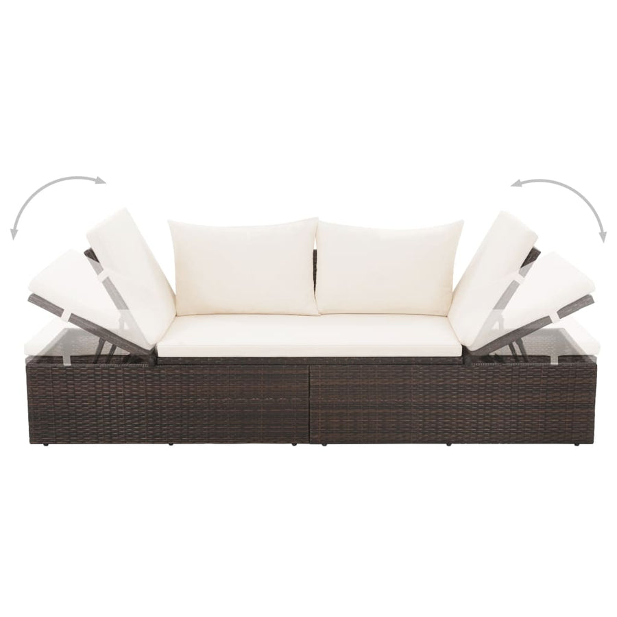 Tuinbed 195X60 Cm Poly Rattan Bruin