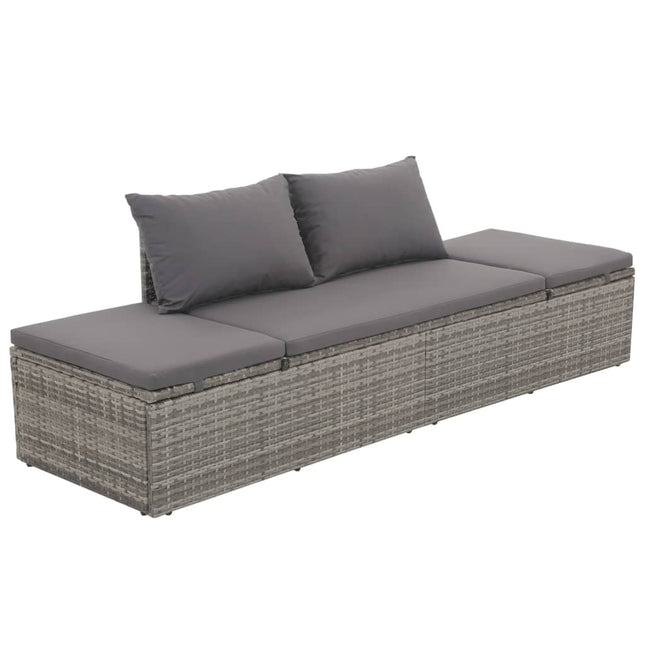 Tuinbed 195X60 Cm Poly Rattan Grijs