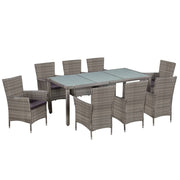 Tuinset 9-delig poly rattan grijs