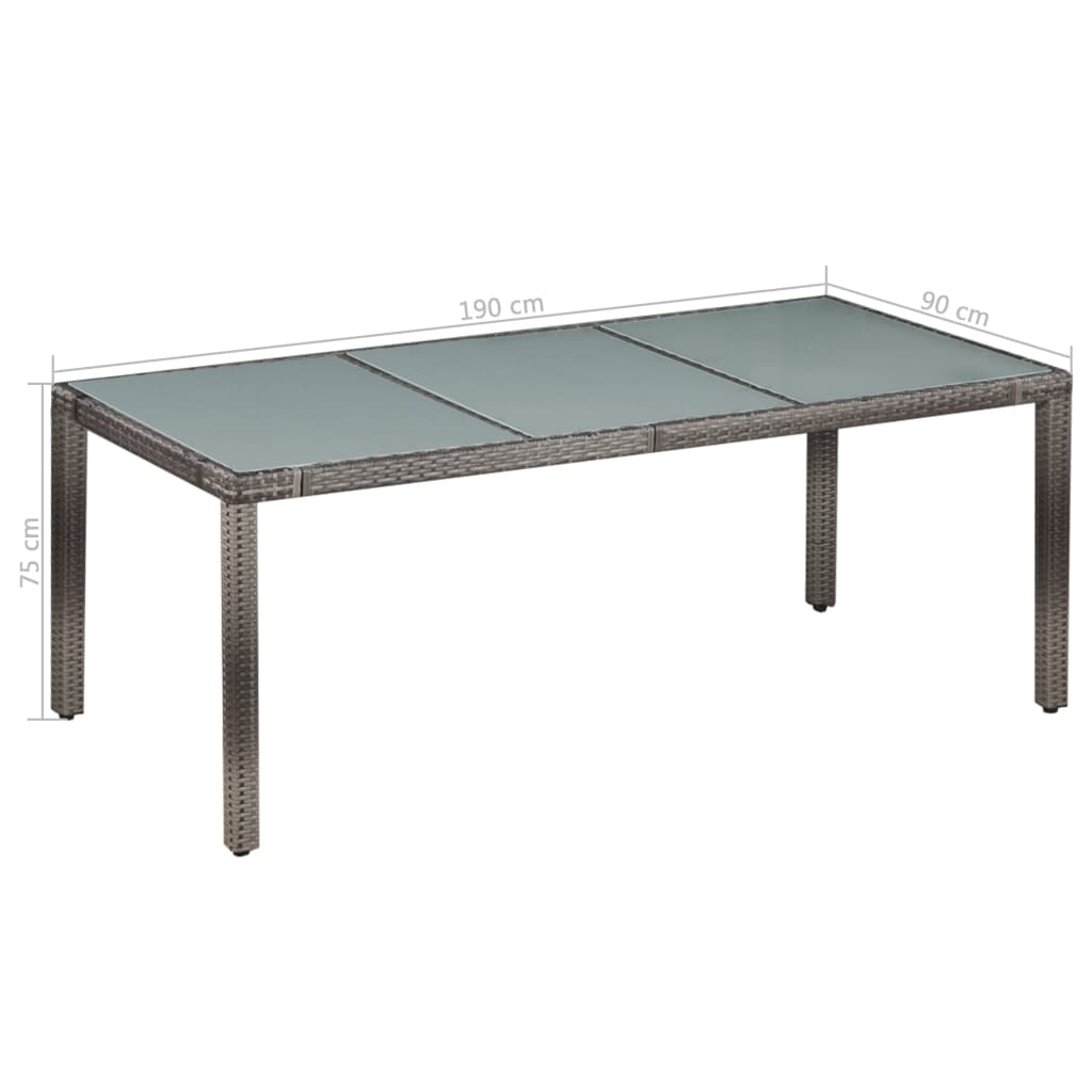 -Delige Tuinset Met Kussens Poly Rattan 9 190 cm tafellengte Grijs en wit